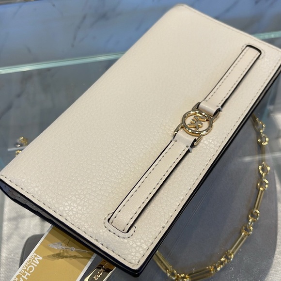 Michael Kors Reed Large Bifold Pebbled Leather Snap Wallet Card Case 
Lght Crea - Picture 15 of 16